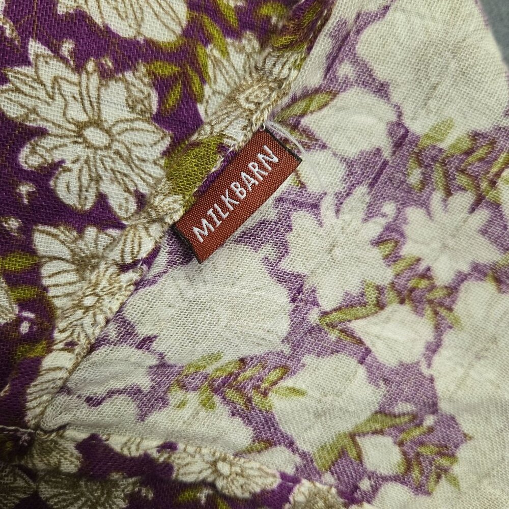 Milkbarn Floral Print Organic Bamboo Muslin‎ Burp Cloth Purple & Cream - Picture 5 of 5